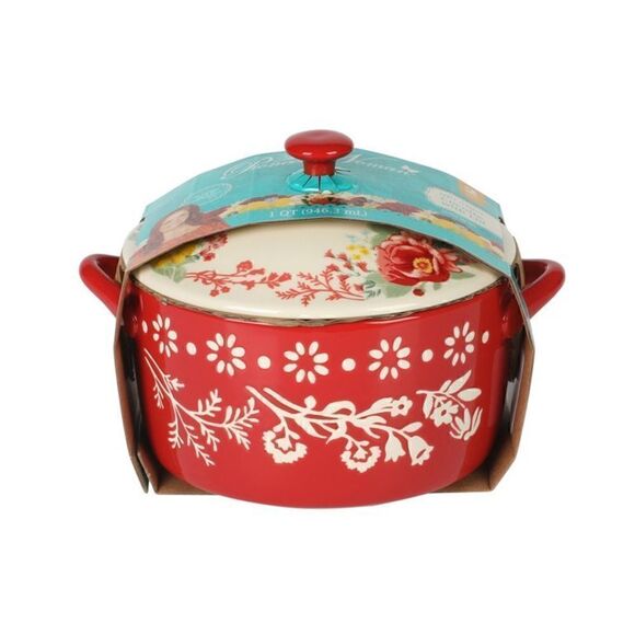 🦋 New Pioneer Woman Fancy Flourish Round Ceramic Casserole Dish with Lid - Picture 6 of 8